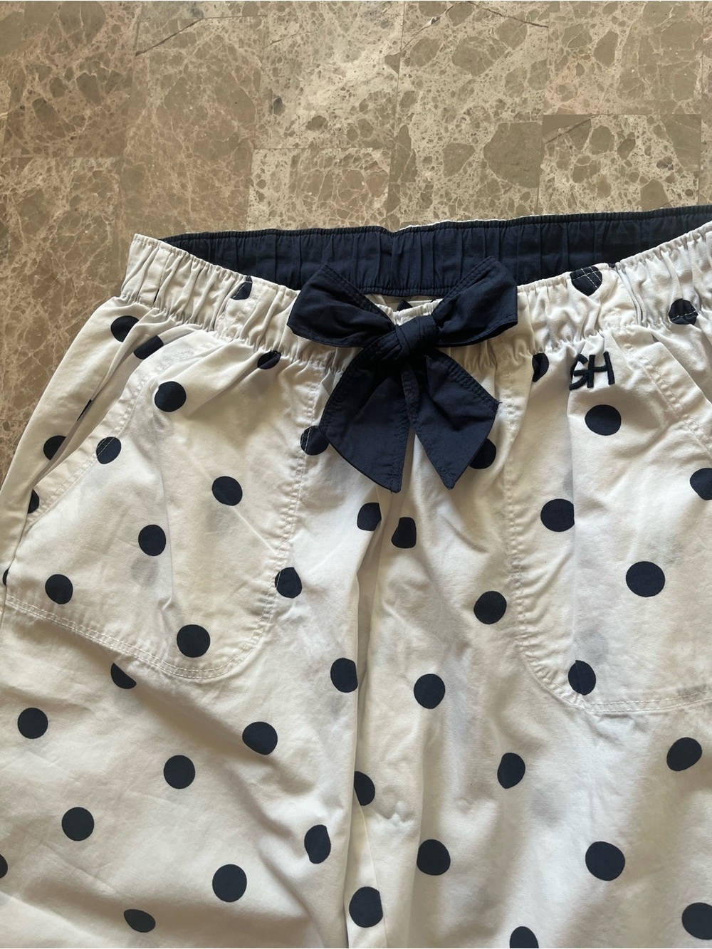 Gilly Hicks Navy Trim Polka Dot Sleep Pants